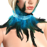 Maxbell Gothic Victorian Feather Collar Shoulder Cape Neck Warp for Halloween Blue