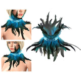 Maxbell Gothic Victorian Feather Collar Shoulder Cape Neck Warp for Halloween Blue