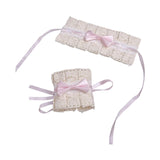 Maxbell Anime Maid Cosplay Accessories Lolita Hand Sleeve Wrist Cuffs for Wedding Light Pink