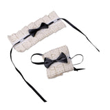 Maxbell Anime Maid Cosplay Accessories Lolita Hand Sleeve Wrist Cuffs for Wedding Black