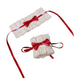 Maxbell Anime Maid Cosplay Accessories Lolita Hand Sleeve Wrist Cuffs for Wedding Red