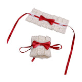 Maxbell Anime Maid Cosplay Accessories Lolita Hand Sleeve Wrist Cuffs for Wedding Red