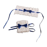 Maxbell Anime Maid Cosplay Accessories Lolita Hand Sleeve Wrist Cuffs for Wedding Dark Blue
