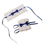 Maxbell Anime Maid Cosplay Accessories Lolita Hand Sleeve Wrist Cuffs for Wedding Dark Blue