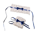 Maxbell Anime Maid Cosplay Accessories Lolita Hand Sleeve Wrist Cuffs for Wedding Dark Blue
