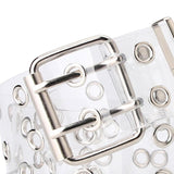 Maxbell Clear Double Grommet Belt Men Women Fashion Wide Waist Strap for Jeans Party No Chain