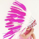 Maxbell American Chief Indian Hat Feather Headdress Photo Props for Stage Cosplay Pink