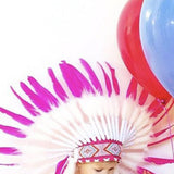 Maxbell American Chief Indian Hat Feather Headdress Photo Props for Stage Cosplay Pink