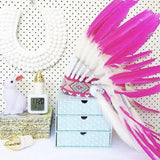Maxbell American Chief Indian Hat Feather Headdress Photo Props for Stage Cosplay Pink