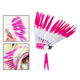 Maxbell American Chief Indian Hat Feather Headdress Photo Props for Stage Cosplay Pink