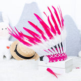 Maxbell American Chief Indian Hat Feather Headdress Photo Props for Stage Cosplay Pink