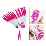 Maxbell American Chief Indian Hat Feather Headdress Photo Props for Stage Cosplay Pink