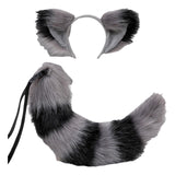 Maxbell Long Fox Ears Tail Cosplay Costume Furry Children Fancy Part Dress up Grey Black