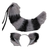 Maxbell Long Fox Ears Tail Cosplay Costume Furry Children Fancy Part Dress up Grey Black