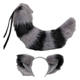 Maxbell Long Fox Ears Tail Cosplay Costume Furry Children Fancy Part Dress up Grey Black