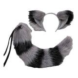 Maxbell Long Fox Ears Tail Cosplay Costume Furry Children Fancy Part Dress up Grey Black
