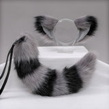 Maxbell Long Fox Ears Tail Cosplay Costume Furry Children Fancy Part Dress up Grey Black