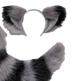 Maxbell Long Fox Ears Tail Cosplay Costume Furry Children Fancy Part Dress up Grey Black