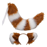 Maxbell Long Fox Ears Tail Cosplay Costume Furry Children Fancy Part Dress up white and brown
