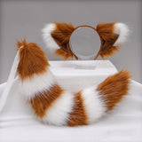 Maxbell Long Fox Ears Tail Cosplay Costume Furry Children Fancy Part Dress up white and brown