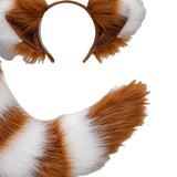 Maxbell Long Fox Ears Tail Cosplay Costume Furry Children Fancy Part Dress up white and brown