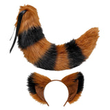 Maxbell Long Fox Ears Tail Cosplay Costume Furry Children Fancy Part Dress up Brown Black