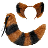 Maxbell Long Fox Ears Tail Cosplay Costume Furry Children Fancy Part Dress up Brown Black