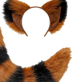 Maxbell Long Fox Ears Tail Cosplay Costume Furry Children Fancy Part Dress up Brown Black