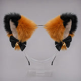 Maxbell 2Pcs Plush Fox Ears and Tail Set Faux Fur Long Tails Cosplay Party Prop Brown