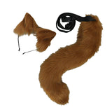 Maxbell 2Pcs Plush Fox Ears and Tail Set Faux Fur Long Tails Cosplay Party Prop Brown