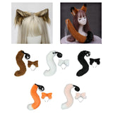 Maxbell 2Pcs Plush Fox Ears and Tail Set Faux Fur Long Tails Cosplay Party Prop Brown