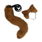 Maxbell 2Pcs Plush Fox Ears and Tail Set Faux Fur Long Tails Cosplay Party Prop Brown