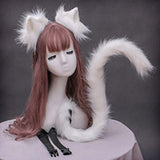 Maxbell 2Pcs Plush Fox Ears and Tail Set Faux Fur Long Tails Cosplay Party Prop Brown