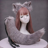 Maxbell 2Pcs Plush Fox Ears and Tail Set Faux Fur Long Tails Cosplay Party Prop Brown