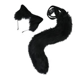 Maxbell 2Pcs Plush Fox Ears and Tail Set Faux Fur Long Tails Cosplay Party Prop Black