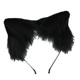 Maxbell 2Pcs Plush Fox Ears and Tail Set Faux Fur Long Tails Cosplay Party Prop Black