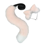 Maxbell 2Pcs Plush Fox Ears and Tail Set Faux Fur Long Tails Cosplay Party Prop Pink