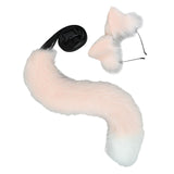 Maxbell 2Pcs Plush Fox Ears and Tail Set Faux Fur Long Tails Cosplay Party Prop Pink