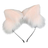 Maxbell 2Pcs Plush Fox Ears and Tail Set Faux Fur Long Tails Cosplay Party Prop Pink