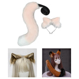 Maxbell 2Pcs Plush Fox Ears and Tail Set Faux Fur Long Tails Cosplay Party Prop Pink