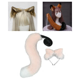 Maxbell 2Pcs Plush Fox Ears and Tail Set Faux Fur Long Tails Cosplay Party Prop Pink