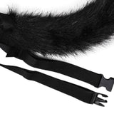 Maxbell Plush Faux Fur Cat Ears with Long Tail Set for Cosplay Birthday Performance Black