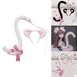 Maxbell Cat Ears and Tail Set Fancy Dress Costume Gift Dressing up Party White Pink