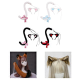 Maxbell Cat Ears and Tail Set Fancy Dress Costume Gift Dressing up Party White Pink