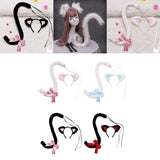 Maxbell Cat Ears and Tail Set Fancy Dress Costume Gift Dressing up Party White Pink