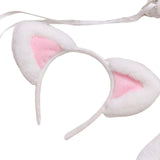 Maxbell Cat Ears and Tail Set Fancy Dress Costume Gift Dressing up Party White Pink