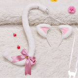Maxbell Cat Ears and Tail Set Fancy Dress Costume Gift Dressing up Party White Pink