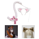 Maxbell Cat Ears and Tail Set Fancy Dress Costume Gift Dressing up Party White Pink