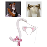 Maxbell Cat Ears and Tail Set Fancy Dress Costume Gift Dressing up Party White Pink