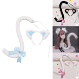 Maxbell Cat Ears and Tail Set Fancy Dress Costume Gift Dressing up Party White Blue